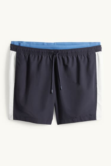 Hommes - Short de bain - look deux-en-un - bleu foncé