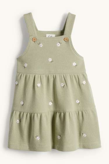 Bebeluși - fete - Floricele - compleu bebeluși - 2 piese - alb / verde