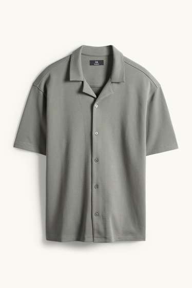 Home - Camisa - relaxed fit - coll solapa - gris