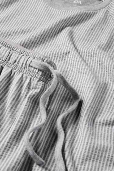 Hommes - Pyjashort - à rayures - gris