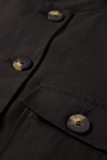 Mujer - Americana crop con parte de lino - slim fit - negro