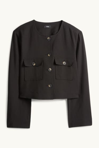 Mujer - Americana crop con parte de lino - slim fit - negro