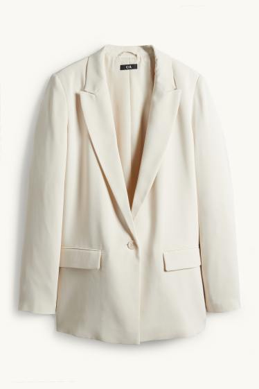 Mujer - Americana larga - regular fit - blanco roto