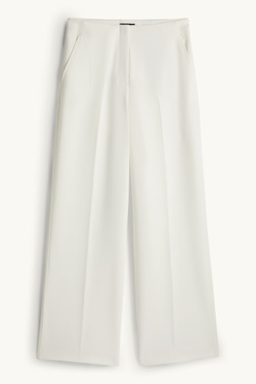Dona - Pantalons formals - mid waist - wide leg - blanc