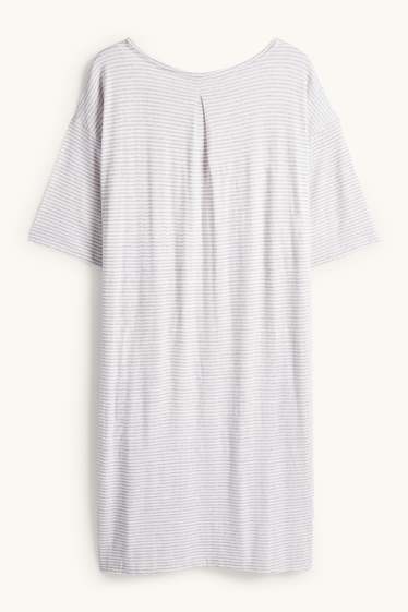 Damen - Viskose-Nachthemd - gestreift - hellgrau
