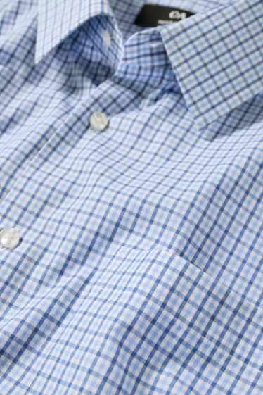 Hommes - Chemise de bureau - regular fit - col kent - à carreaux - bleu