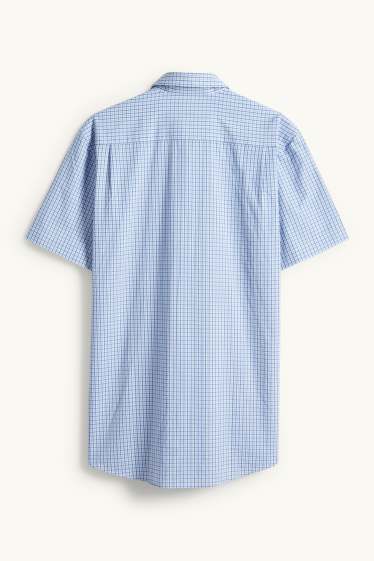 Hommes - Chemise de bureau - regular fit - col kent - à carreaux - bleu
