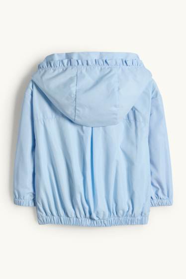 Miminka - dívky - Třešně a mašličky - bunda s kapucí pro miminka - světle modrá