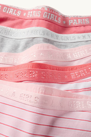 Enfants filles - Lot de 5 - caleçons - effet brillant - rose