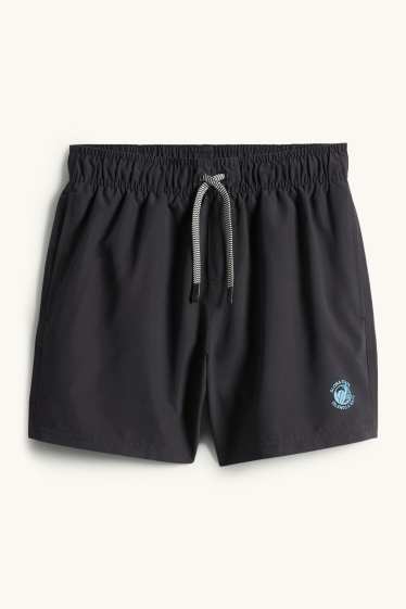 Kinder Buben - Surfboard - Badeshorts - schwarz