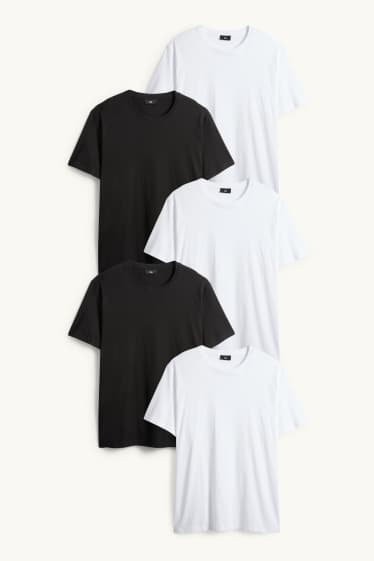 Herren - Multipack 5er - T-Shirt - Regular Fit - weiß / schwarz