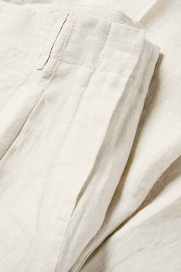 Damen - Leinenhose - High Waist - Wide Leg - beige