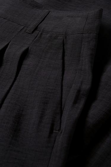 Women - Cloth trousers - mid-rise waist - wide leg - black