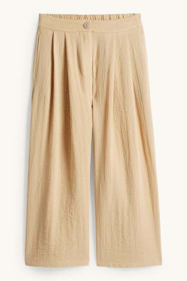 Dames - Pantalon - high waist - wide leg - beige
