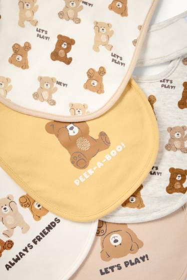 Baby Mädchen - Multipack 5er - Teddybär - Baby-Lätzchen - beige