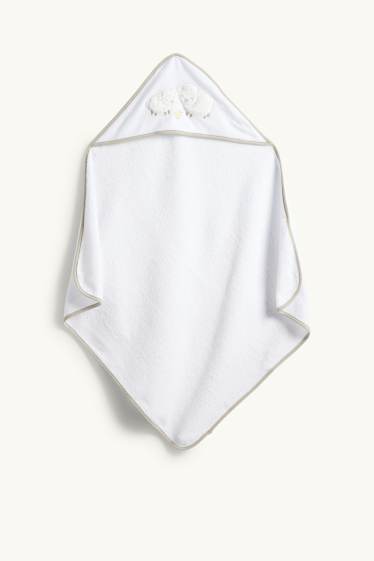 Baby Jungen - Schäfchen - Baby-Handtuch mit Kapuze - weiss