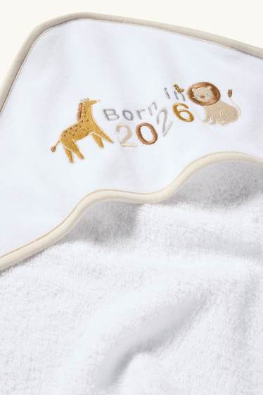 Unisexe - Girafe et lion - serviette de toilette à capuche pour bébé - blanc