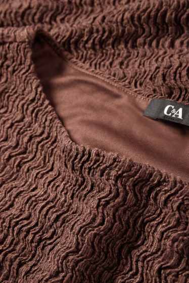 Femmes - Robe Bodycon - finition texturée - marron