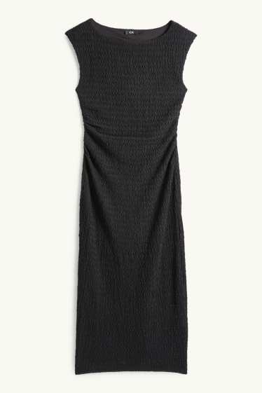 Dames - Bodycon jurk - met structuur - zwart