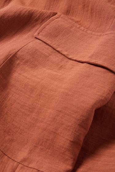 Donna - Pantaloni cargo - vita alta - gamba larga - marrone