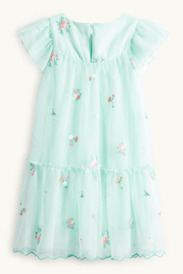 Enfants filles - Fleurs - robe - vert clair