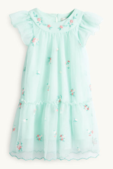 Enfants filles - Fleurs - robe - vert clair