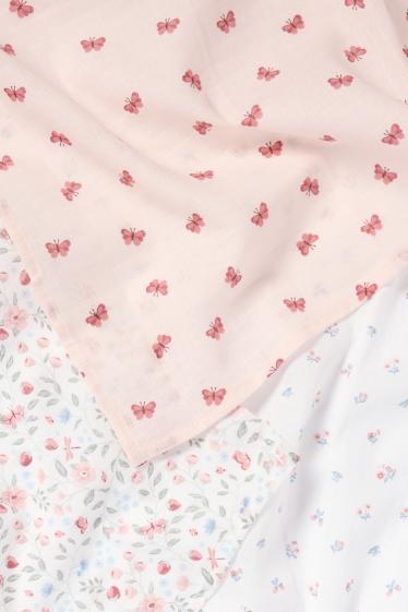 Baby Girls - Multipack of 3 - butterfly - baby muslin square - white / rose