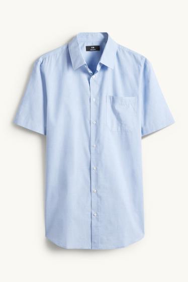 Hommes - Chemise de bureau - regular fit - col kent - bleu clair