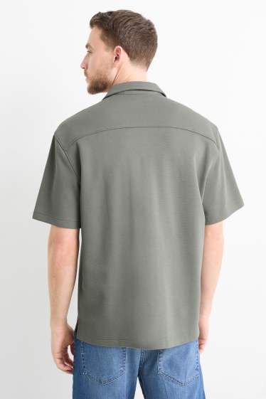 Home - Camisa - relaxed fit - coll solapa - gris