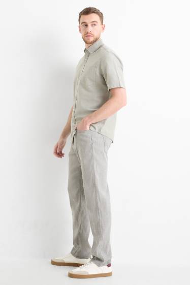 Hommes - Pantalon - regular fit - lin mélangé - gris