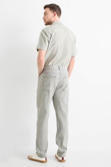 Hommes - Pantalon - regular fit - lin mélangé - gris