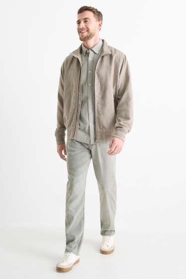 Hommes - Pantalon - regular fit - lin mélangé - gris