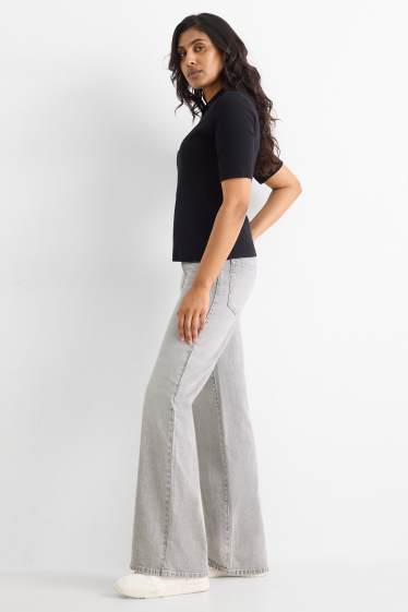Mujer - Wide leg jeans - high waist - vaqueros - gris claro