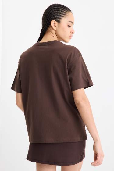 Dona - Samarreta de mànigues curtes - oversized - marró fosc