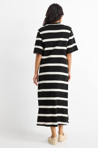 Femei - Rochie-tricou - cu dungi - negru / nej