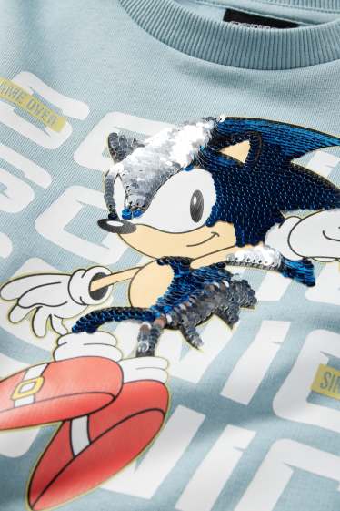 Kinder Jungen - Sonic - Sweatshirt - Glanz-Effekt - helltürkis
