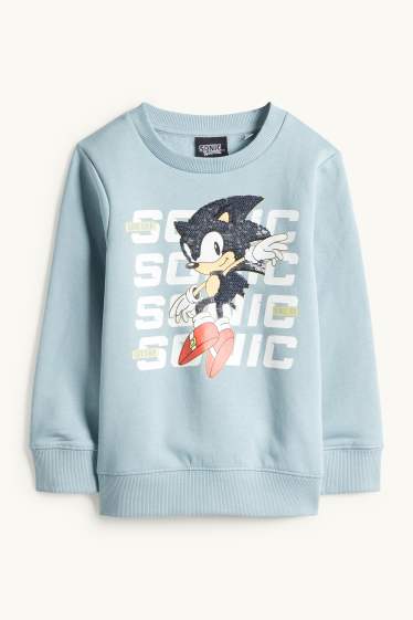 Kinder Jungen - Sonic - Sweatshirt - Glanz-Effekt - helltürkis