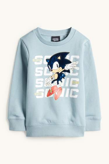 Kinder Jungen - Sonic - Sweatshirt - Glanz-Effekt - helltürkis