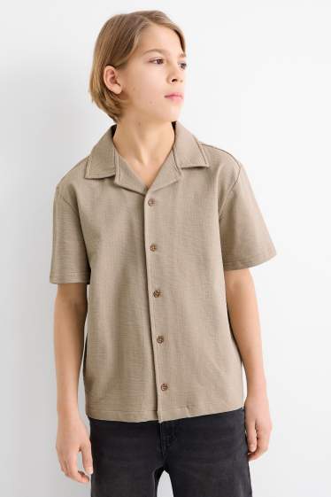 Kinder Buben - Hemd - strukturiert - taupe
