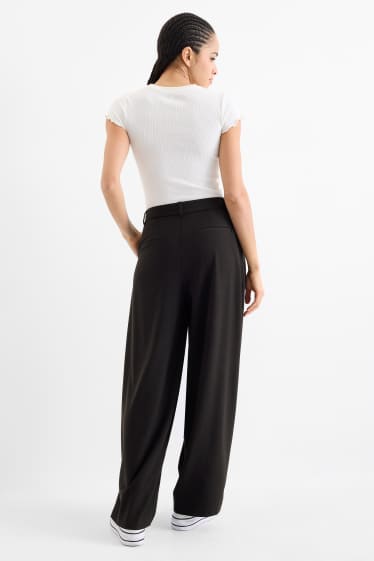 Dames - Pantalon - mid waist - barrel leg - zwart