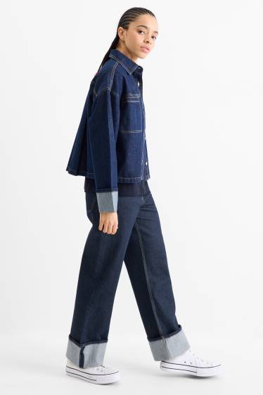 Dames - Baggy jeans - mid waist - donkerblauw