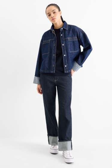 Dames - Baggy jeans - mid waist - donkerblauw