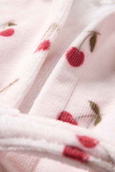 Baby Mädchen - Kirsche - Baby-Frottee-Bademantel mit Kapuze - pink