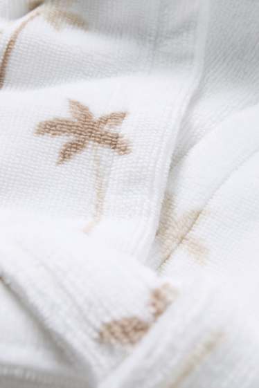 Baby Jungen - Palme - Baby-Frottee-Bademantel mit Kapuze - weiss / beige