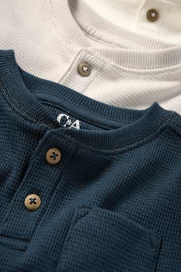 Baby Buben - Multipack 3er - Baby-Kurzarmshirt - strukturiert - dunkelblau / cremeweiß