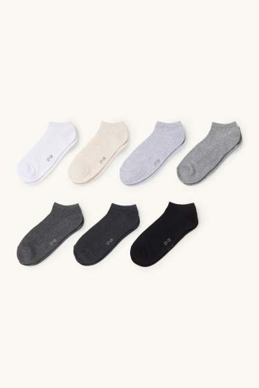 Enfants filles - Lot de 7 paires - socquettes de sport - noir / blanc