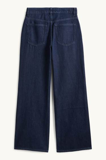 Dona - Wide leg Jeans - mid waist - blau fosc