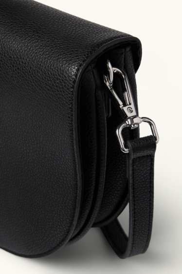 Damen - Umhängetasche mit abnehmbarem Taschengurt - Lederimitat - schwarz