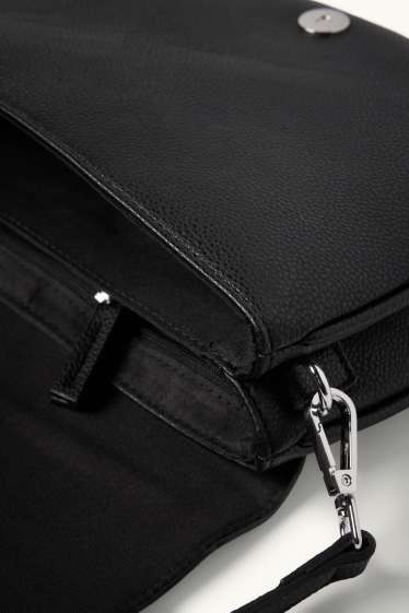 Damen - Umhängetasche mit abnehmbarem Taschengurt - Lederimitat - schwarz