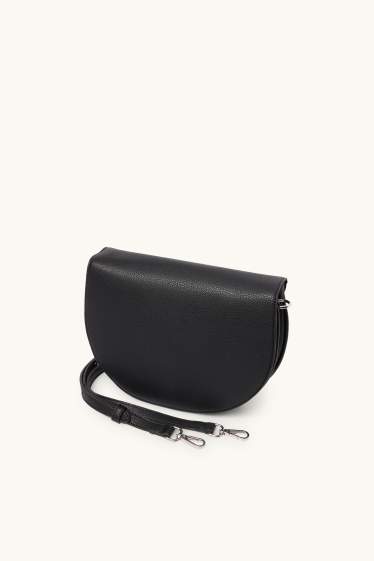 Damen - Umhängetasche mit abnehmbarem Taschengurt - Lederimitat - schwarz